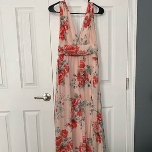 Lulus Blush Floral Print Maxi Dress